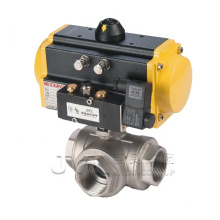 ISO14001 Gas , liquid 4 inch flange pneumatic three-way ball valve